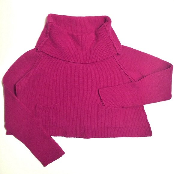 Crea Concept Cowl Neck Sweater Wool Pullover Cropped Boxy Crop Magenta Pink 40 - Picture 3 of 16